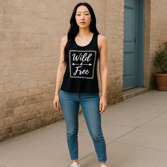 Mentally Exhausted Wild & Free Graphic Racerback Tank‎ Top - Picture 5 of 5